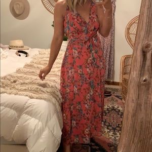 Floral maxi wrap dress